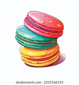 macaron vector flat color white background