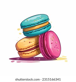 macaron vector flat color white background