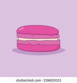 Macaron Vector Icon Illustration. Biscuit Vector. Flat Cartoon Style Suitable for Web Landing Page, Banner, Flyer, Sticker, Wallpaper, Background