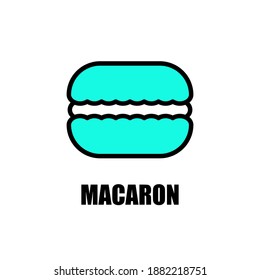 Macaron vector icon. Mint color. Cute sweets icon.