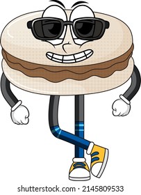 Macaron wearing sunglasses on white background illustration