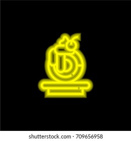 Macaron yellow glowing neon ui ux icon. Glowing sign logo vector