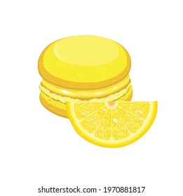 Macaroni cake with kiwi slices on a white background. Vector illustration