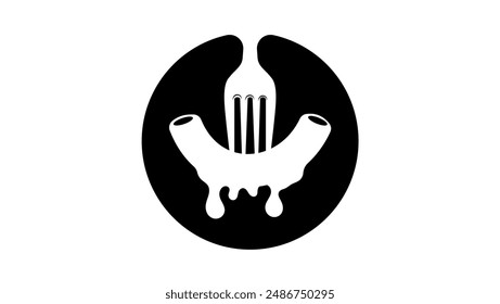 Macaroni and cheese, black isolated silhouette