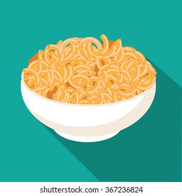 Macaroni and cheese flat design. EPS 10 vector.