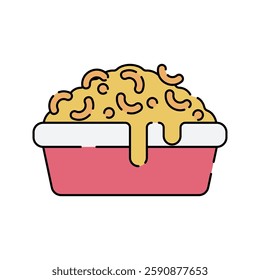 Macaroni and Cheese Icon Flat design, baked cheesy pasta, great for menu icons and food advertisements.