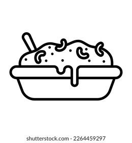 Macaroni with cheese icon line style icon. Melted cheese vector illustration.
