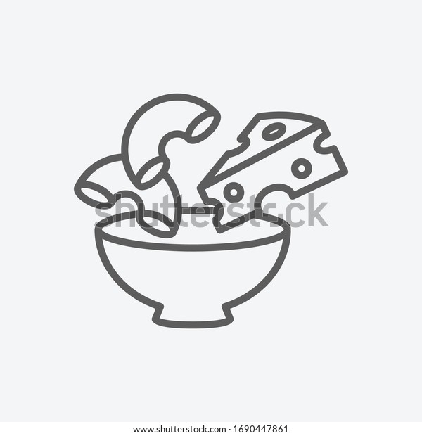 Macaroni with cheese icon line symbol. Isolated\
vector illustration of icon sign concept for your web site mobile\
app logo UI design.