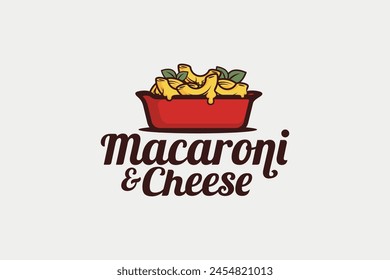 macaroni and cheese logo with a combination of macaroni and cheese dishes, leaves, and beautiful lettering for Italian food businesses, restaurants, food trucks, cafes, etc.