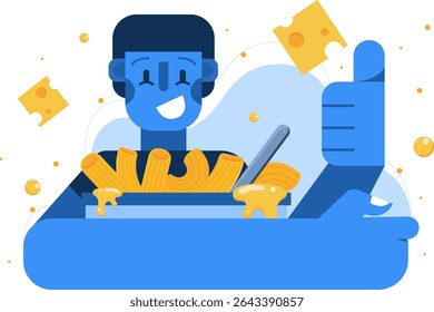
Macaroni e amante de queijo ilustração plana