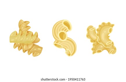 Macaroni como pasta en forma seca hecha con vectores de trigo duro