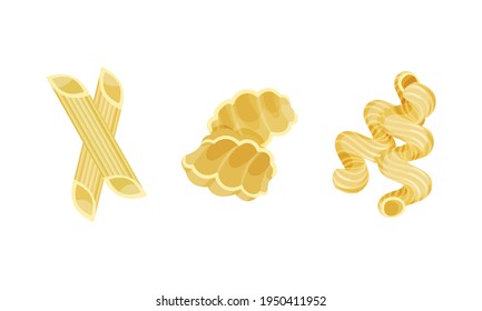Macaroni como pasta en forma seca hecha con vectores de trigo duro