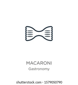 Macaroni icon. Thin linear macaroni outline icon isolated on white background from gastronomy collection. Line vector sign, symbol for web and mobile
