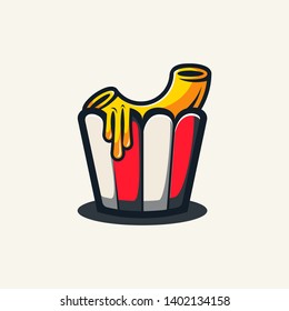 macaroni logo illustration with melted cheese