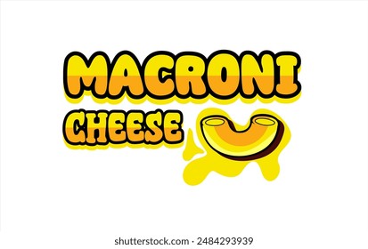 macaroni with melted cheese logo illustration