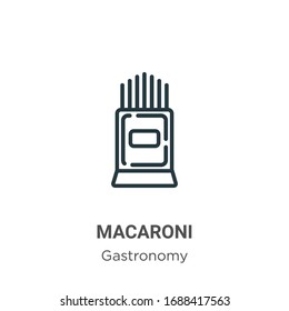 Macaroni outline vector icon. Thin line black macaroni icon, flat vector simple element illustration from editable gastronomy concept isolated stroke on white background