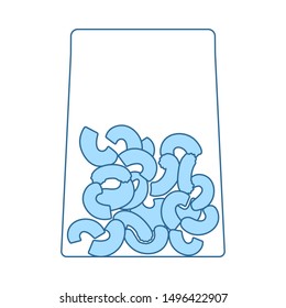 Macaroni Package Icon. Thin Line With Blue Fill Design. Vector Illustration.