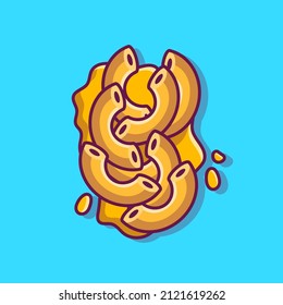 Macaroni Pasta With Creamy Sauce Cartoon Vector Icon Illustration. Food Object Icon Concept Isolated Premium Vector. Flat Cartoon Style