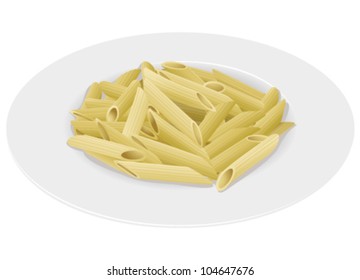 Macaroni pasta dish on white background