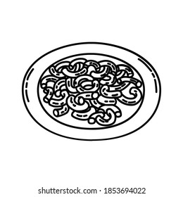 Macaroni Pasta Icon. Doodle Hand Drawn or Outline Icon Style