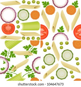 Macaroni pasta patterns set on white background