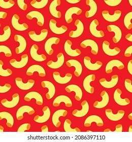 Macaroni Pasta Seamless Pattern Background, Food ingredients Cartoon Illustration Vector. Type of Pasta. Food Endless Pattern for decoration