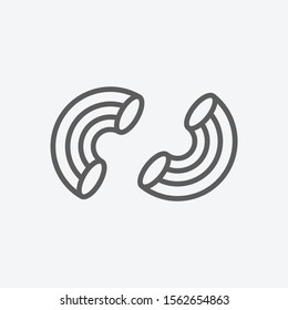Macaroni pasta shape icon line symbol. Isolated vector illustration of icon sign concept for your web site mobile app logo UI design.