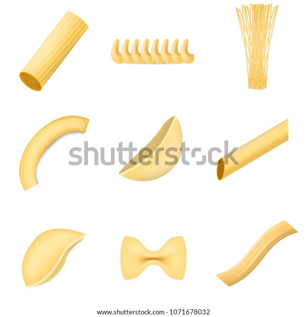 Download Macaroni Pasta Spaghetti Mockup Set Realistic Stock Vector Royalty Free 1071678032