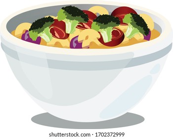 macaroni soup bowl vector illustration,