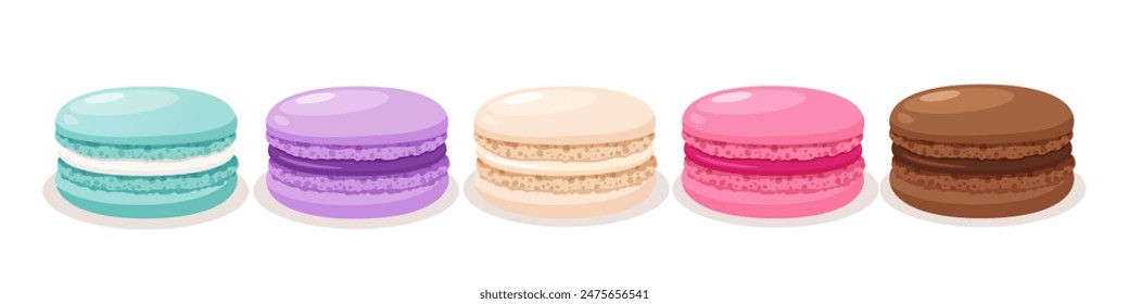 Postre de macarons con diferentes sabores.