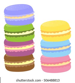 Macarones en diferentes sabores ilustración