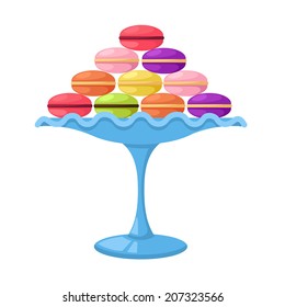 macarons in a glass cake stand vector