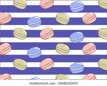 It is a macarons and horizontal stripes cute design.