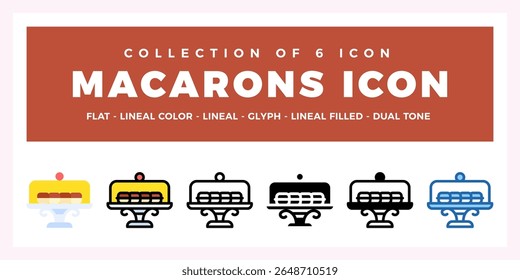 Macarons Icon Collection. Sweet Bakery Dessert Icons