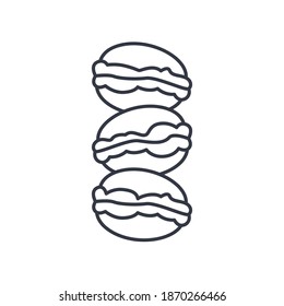 Macarons icon, linear isolated illustration, thin line vector, web design sign, outline concept symbol with editable stroke on white background.