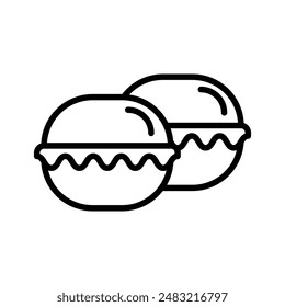 macarons icon linear logo mark in black and white