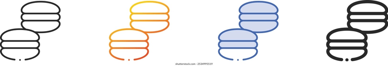 macarons icon.Thin Linear, Gradient, Blue Stroke and bold Style Design Isolated On White Background