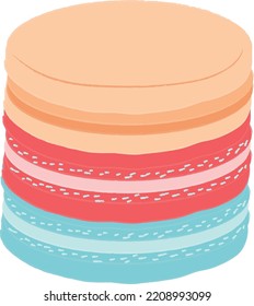 Macarones, ilustración en un estilo de caricatura. Logo para cafés, restaurantes, cafeterías, restaurantes.