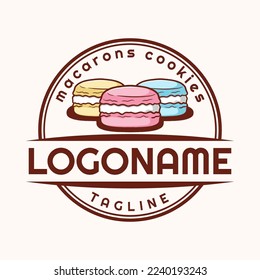 Macarons logo template, suitable for restaurant, bakery and cafe