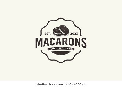 macarons logo in vintage style for any business, especially patisserie, bakery, cafe, etc.