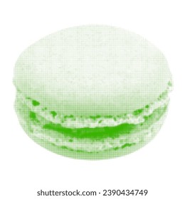 Macarones un todo, de puntos de círculo verde de diferentes tamaños sobre fondo blanco