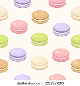 Macarons pattern. Vector graphics in flat cartoon style