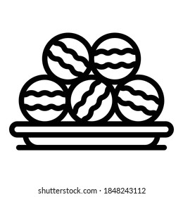 Macarons plate icon. Outline macarons plate vector icon for web design isolated on white background