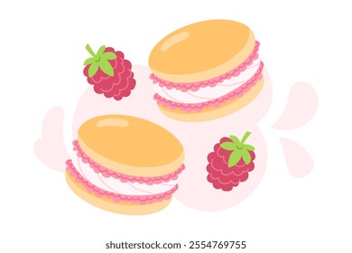 Macarons with Raspberry Filling and Fresh Berries