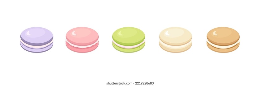 Macarons set. Dessert. Trendy pastel shades. Vector graphics in flat cartoon style