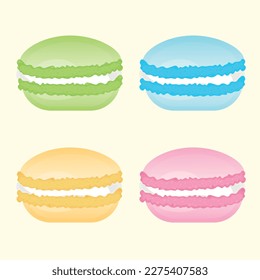 Macarons set Vector sweets bakery