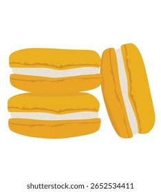 Tarta amarilla de macarrones.  Macaron con un relleno cremoso, 
