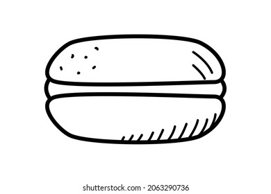 Macaroon cake, sweet dessert vector illustration, doodle style.