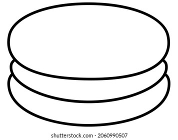 Macaroon. Macaroon cakes - vector linear picture for coloring. Outline. Sweet pastries, cookies - element for coloring or logo