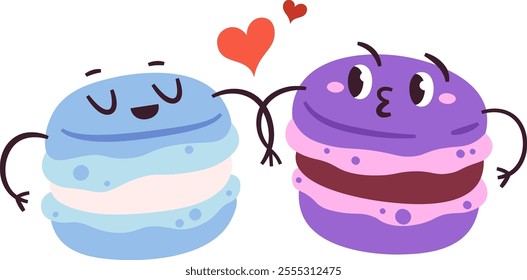 Macaroon Characters Lovely Couple Vector Illustration